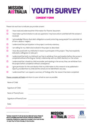 Parent consent form