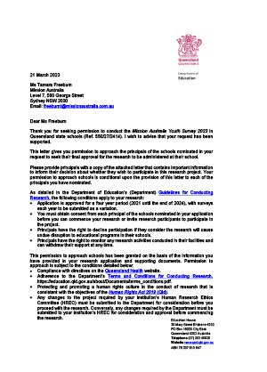DET QLD approval letter