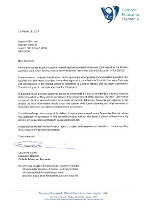 CEO Tasmania letter of approval