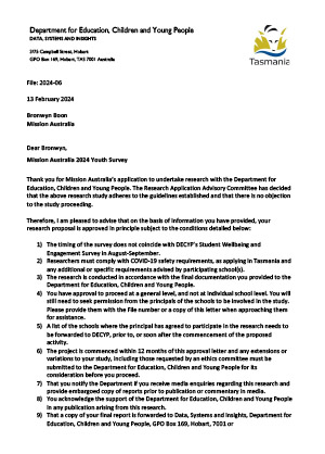 DET Tasmania Approval research