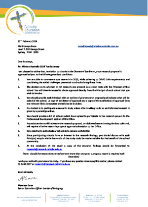 CEO Sandhurst letter approved research application