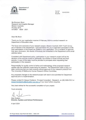 WA DET Approval letter