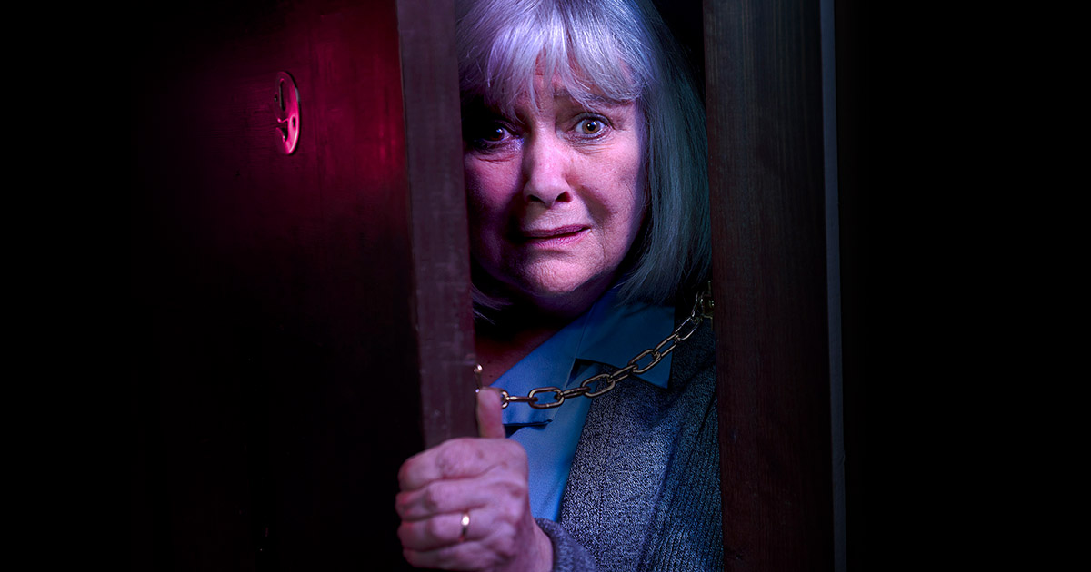 A grandma looking worried being homeless
