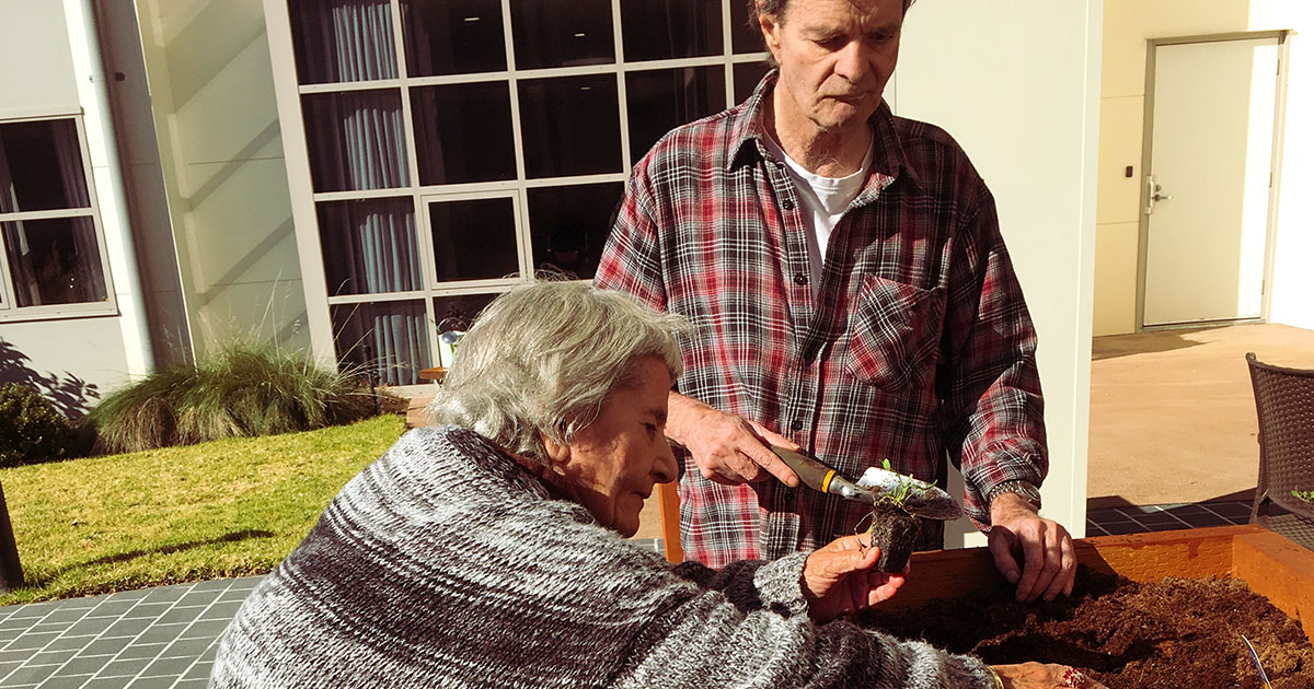 staff helped residents create a new bird aviary, nursery, a yarning circle and a small orchard complete with plum, apricot, apple and cherry trees.