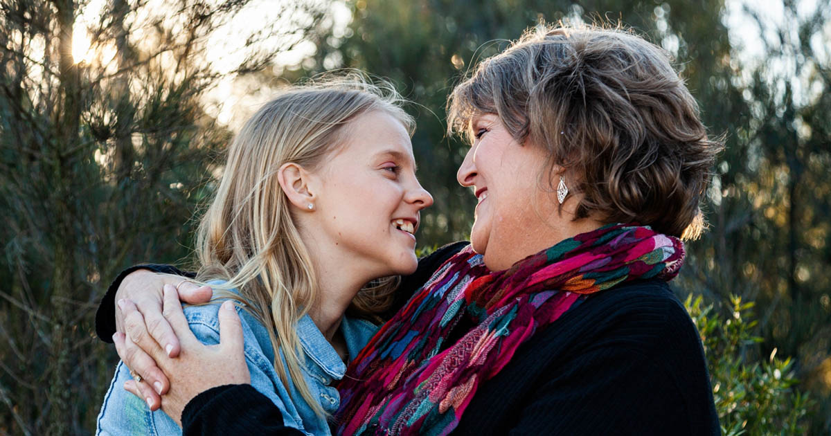Mum and daughter hugging