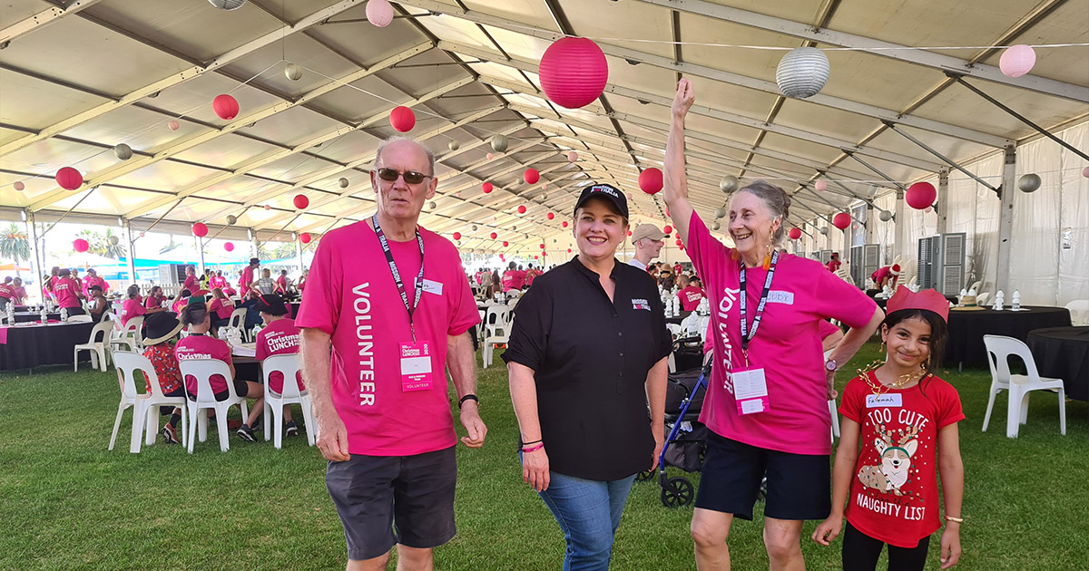 Jo Saddler with MA volunteers