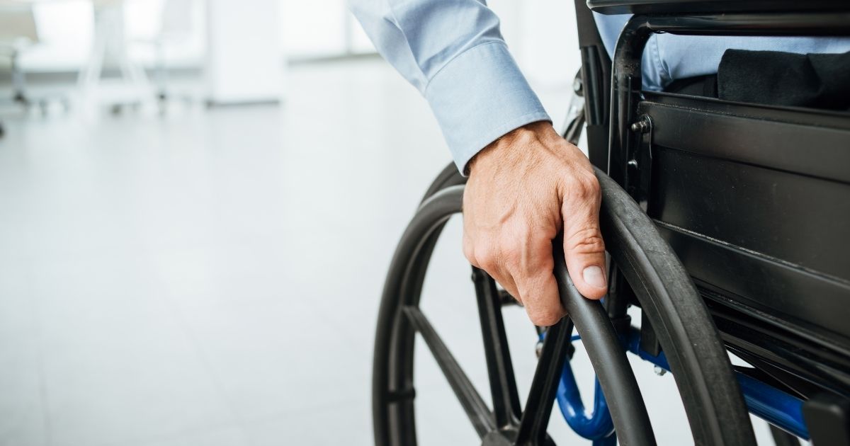 Tevin in his wheelchair