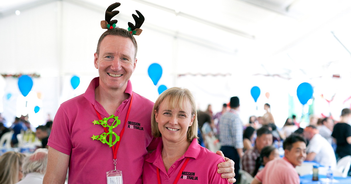 The Mission Australia CEO James Toomey and his wife at Lunch