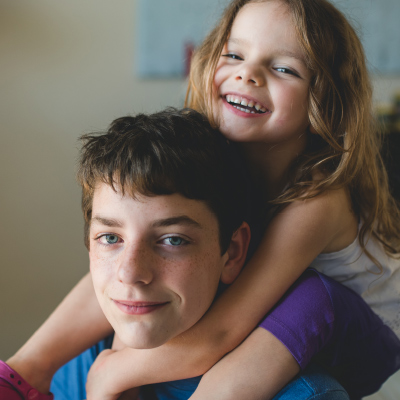 Boy and girl smiling