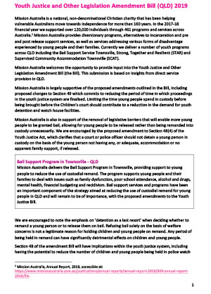 Youth Justice and Other Legislation Amendment Bill (QLD) 2019