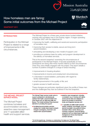 Screenshot of How homeless men are faring: Some initial outcomes from The Michael Project - April 2011 